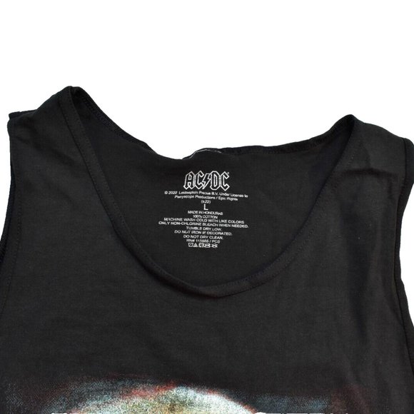 AC DC Mens AC/DC Black Distressed Retro Graphic Tank Top Shirt New - Picture 3 of 3